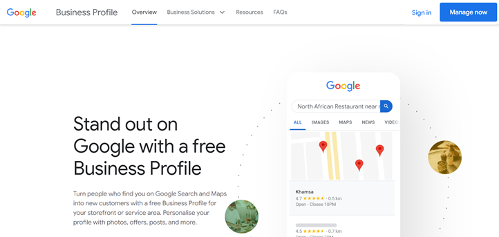 Google Business Profile homepage