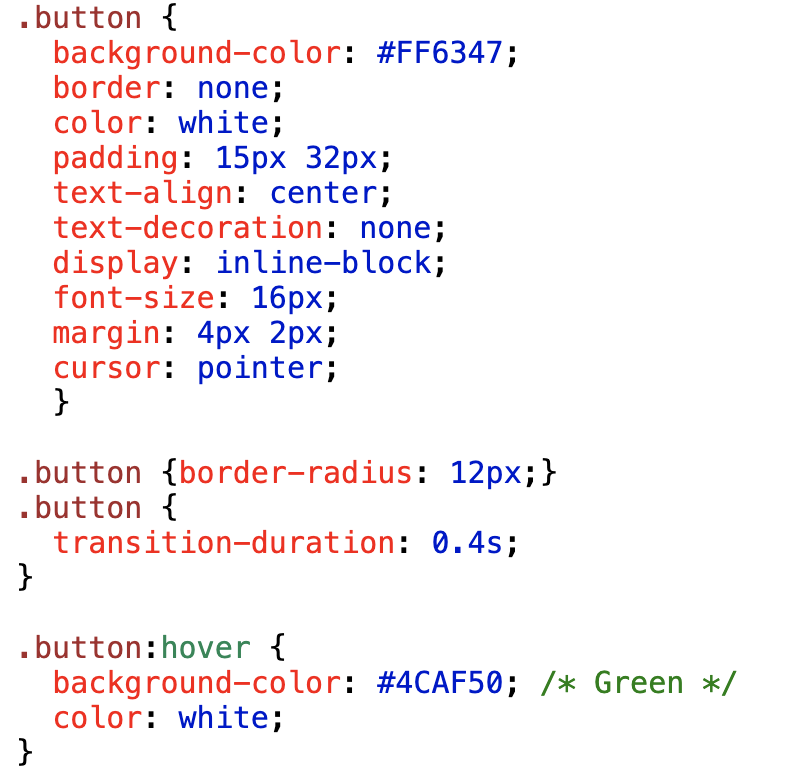 CSS code for a button with hover effect